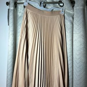 Champagne Pleated Midi Skirt